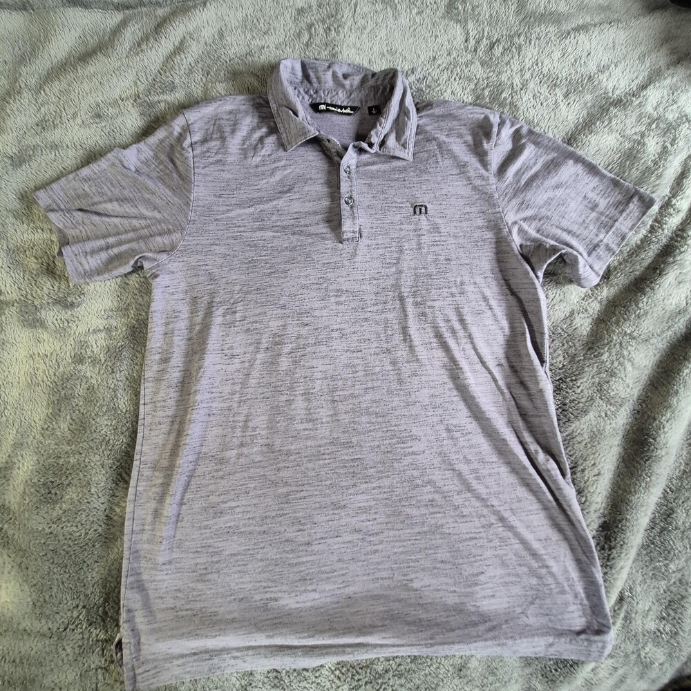 Travis Mathew Polo Shirt Mens Large Gray Heather Golf Performance Casual 1MP011